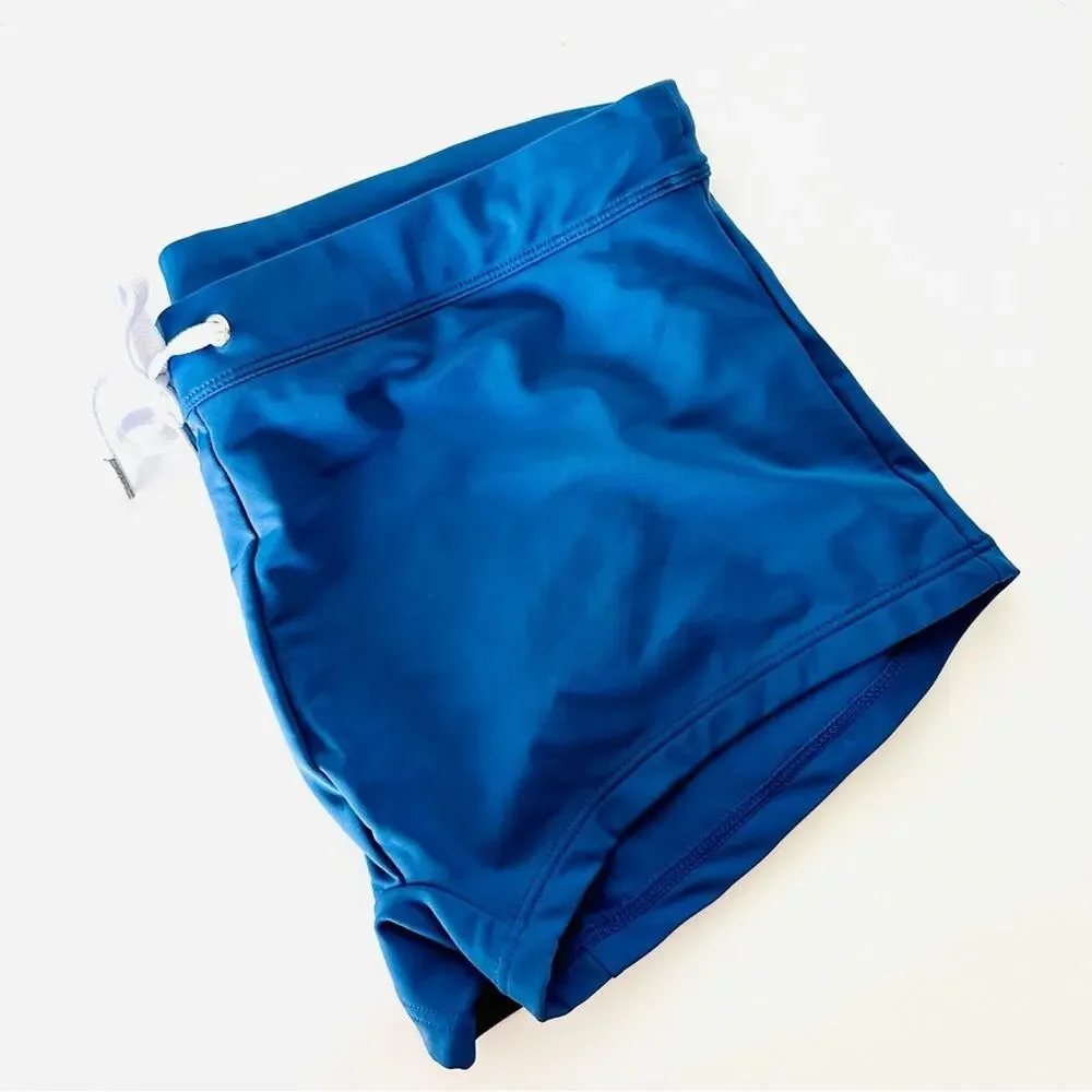 MENS 2XIST Navy Blue White Drawstring Tie Swimsuit Mini Swim Trunk Shorts L